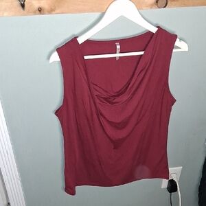 Elegant Wine Red Draped Tank Top